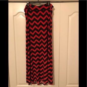Red and black chevron maxi skirt